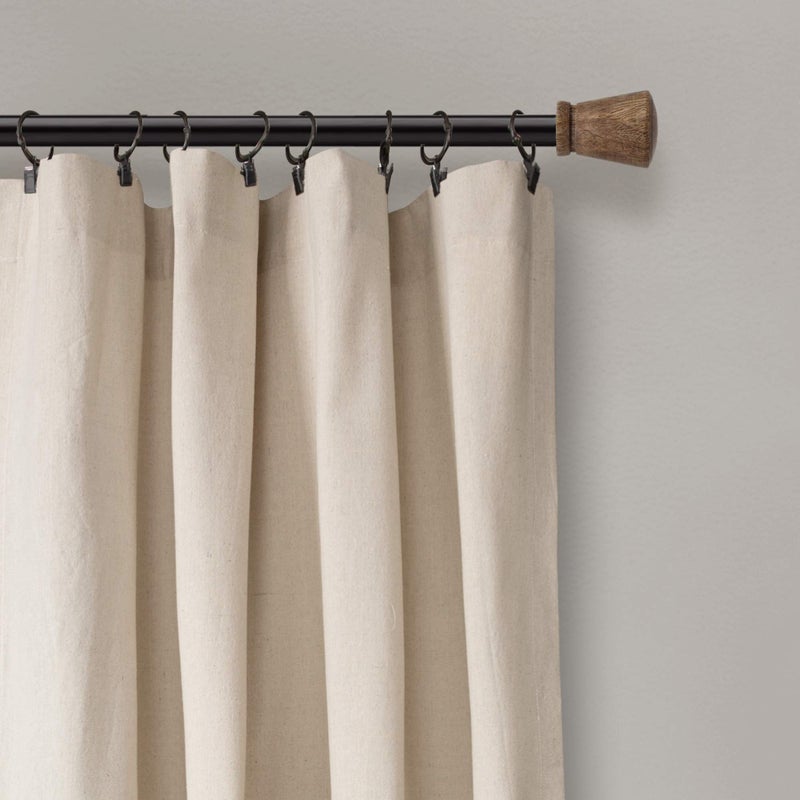 Lush Decor Linen Button Window Curtain Panel, Single, 40" W x 108" L, Linen - Country Curtains - Rustic Decor - Color Block Modern Farmhouse Curtains For Living Room, Bedroom & Dining Room - Image 2
